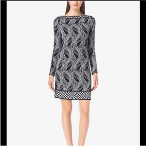 Michael Michael Kors Navy Blue White Geometric Swirl Dress Size Small